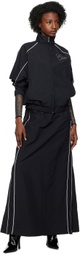Abra Black Piping Maxi Skirt