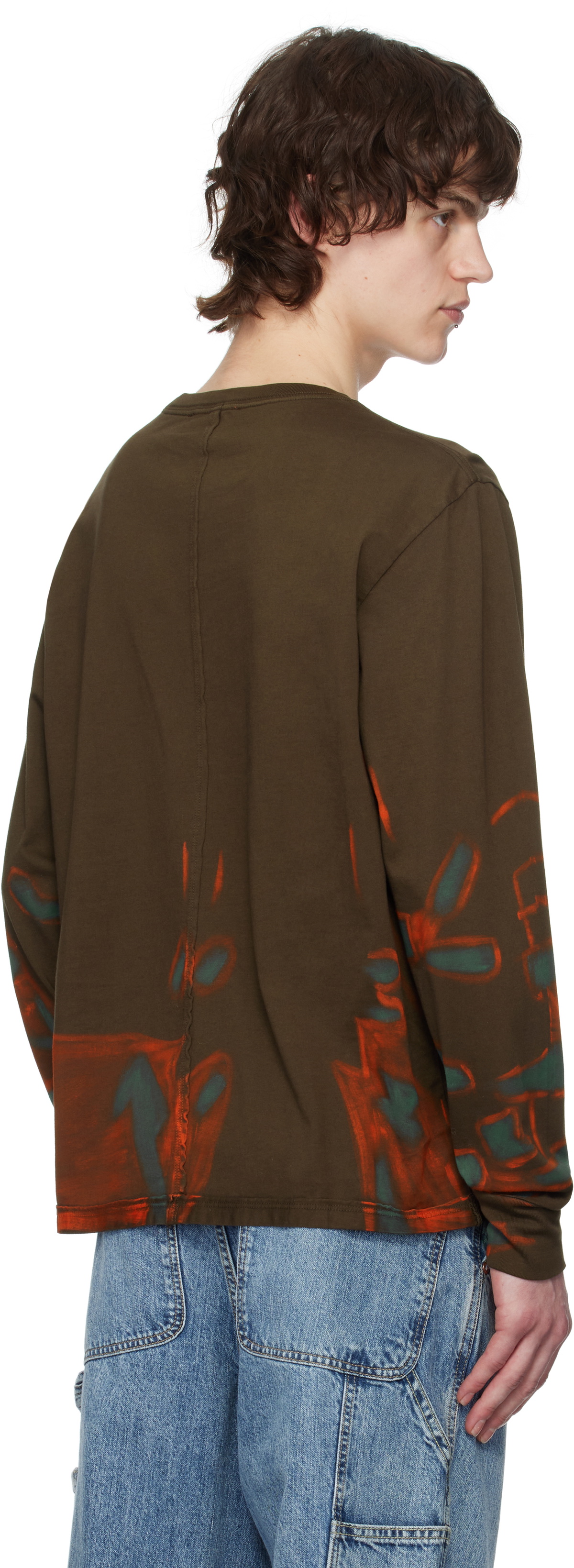 Eckhaus Latta Brown Lapped Long Sleeve T-shirt
