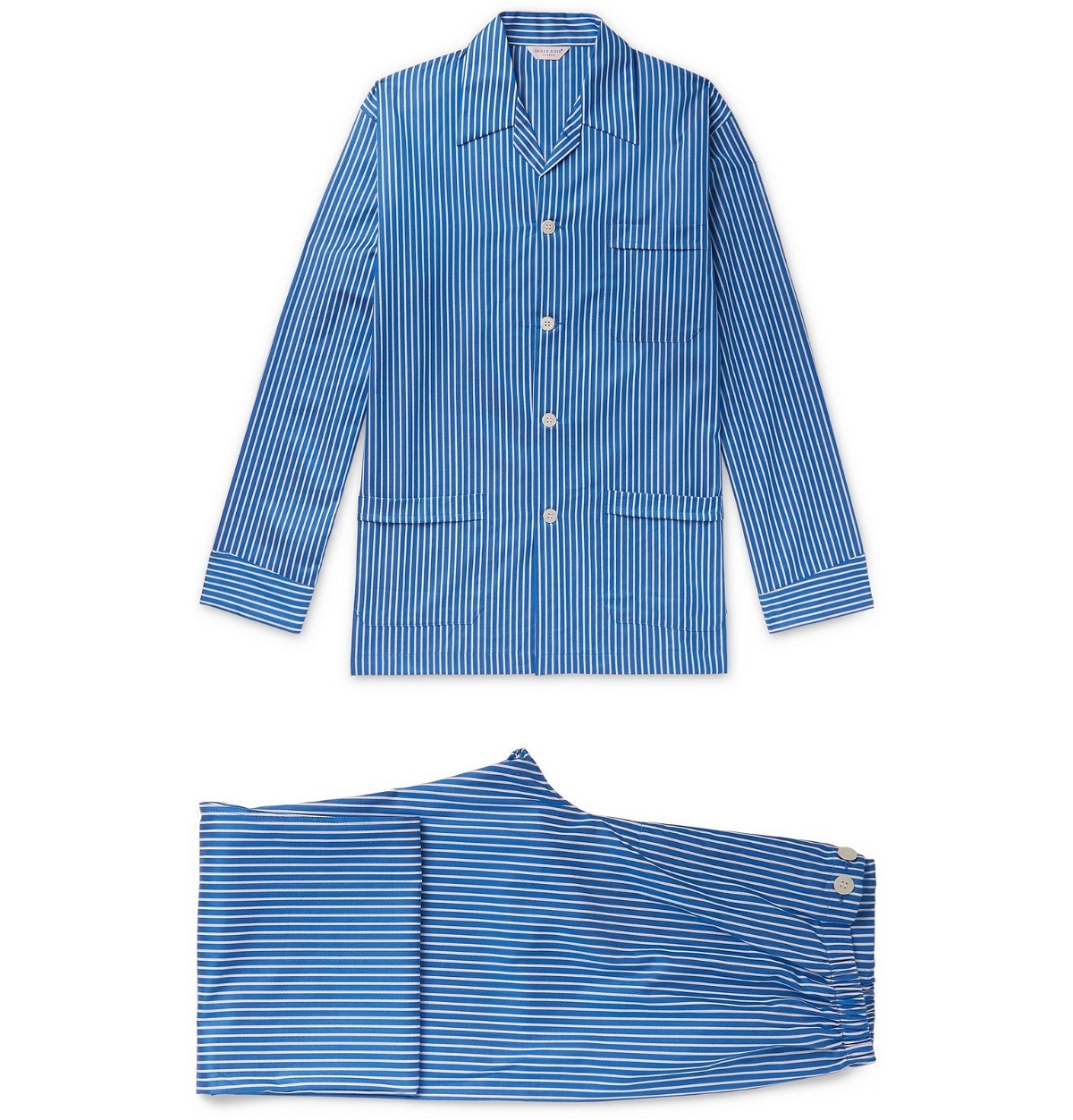 Derek Rose - Royal 215 Striped Cotton-Poplin Pyjama Set - Blue Derek Rose