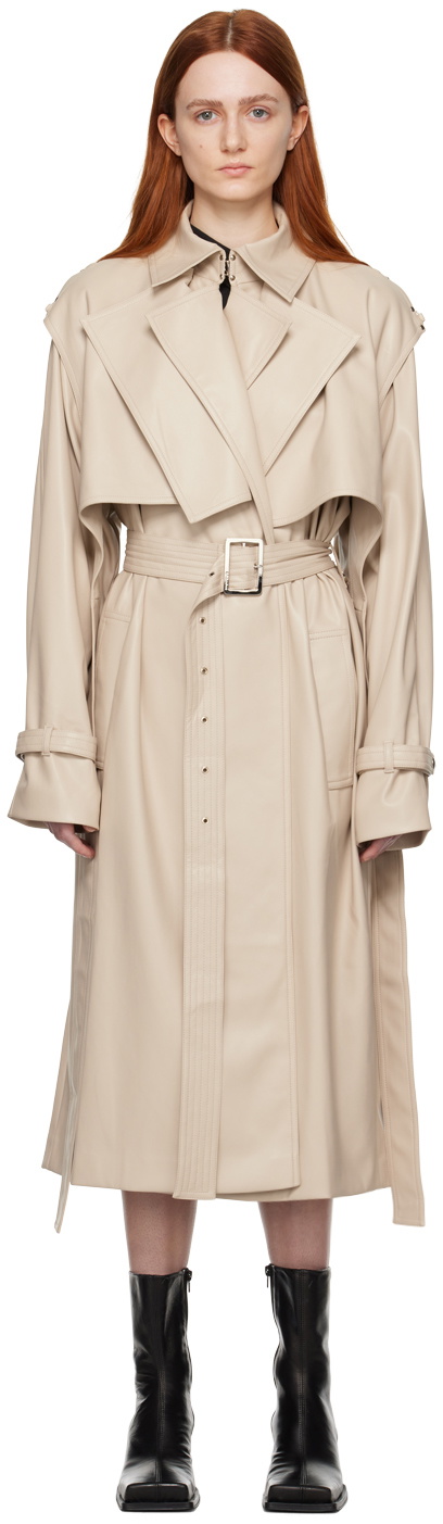 BOYAROVSKAYA Beige Firstlth Faux-Leather Trench Coat