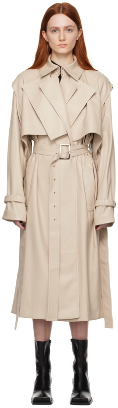 Photo: BOYAROVSKAYA Beige Firstlth Faux-Leather Trench Coat