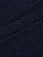 Blue Blue Japan - Frayed Ribbed Wool-Blend Cardigan - Blue