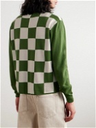 SECOND / LAYER - Checked Wool Cardigan - Green