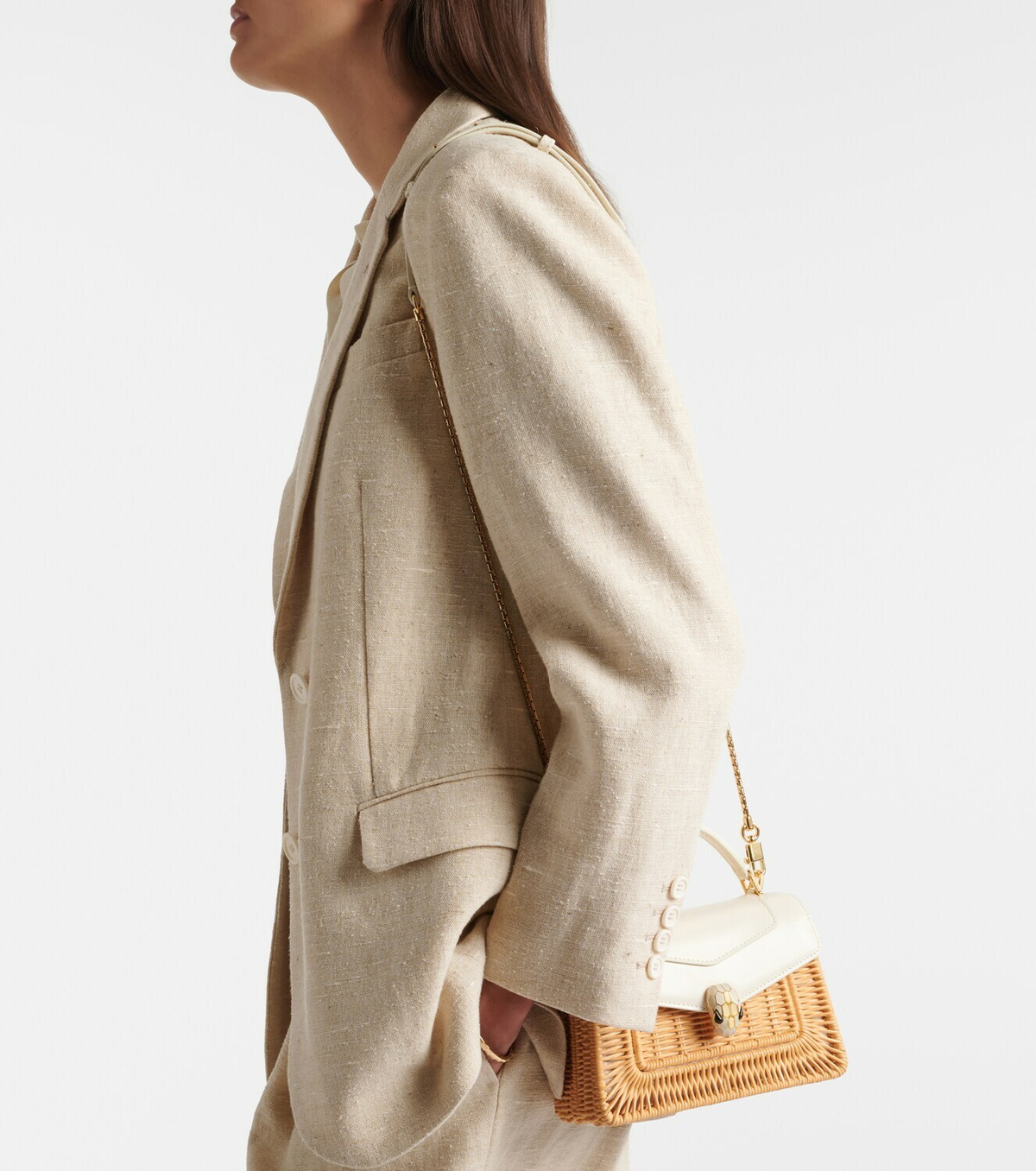 Bvlgari Serpenti Forever Mini wicker top-handle bag