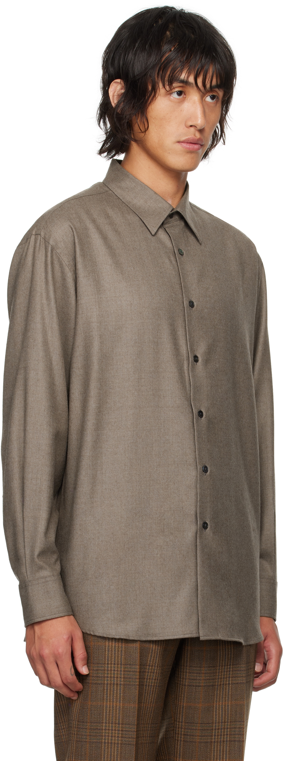 AURALEE Brown Super Light Wool Shirt Auralee