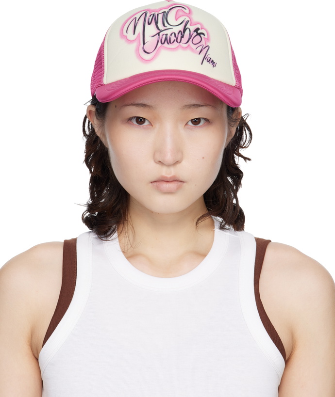 Photo: Marc Jacobs SSENSE Exclusive White & Pink 'The Miami' City Trucker Cap