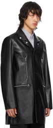 UNDERCOVER Black Zip Pockets Faux-Leather Coat