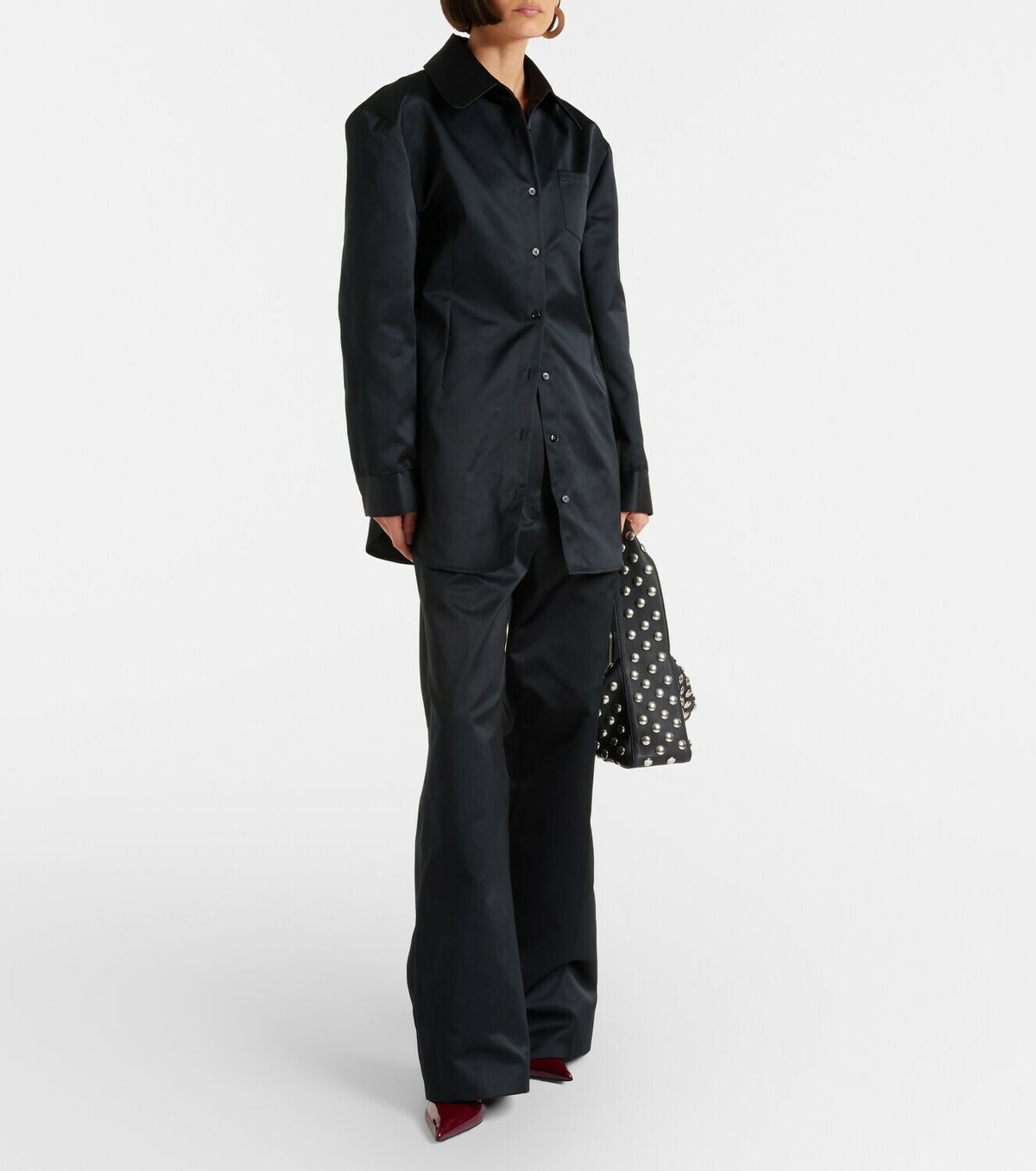 The Frankie Shop Akita satin shirt dress