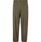 Monitaly - Tapered Cropped Pleated Vancloth Cotton Oxford Trousers - Green