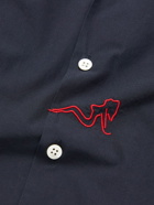 Portuguese Flannel - Convertible-Collar Embroidered Cotton-Poplin Shirt - Blue