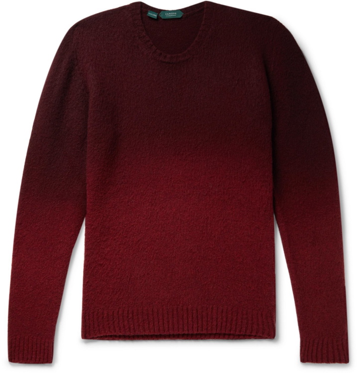 Photo: Incotex - Slim-Fit Dégradé Brushed Virgin Wool Sweater - Red