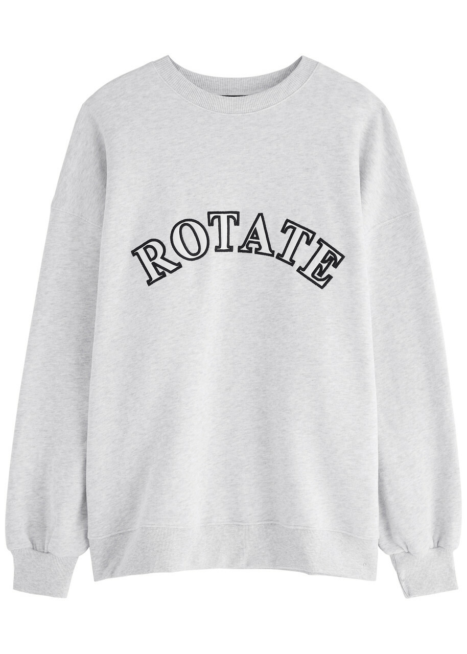 Rotate Sunday Logo-embroidered Cotton Sweatshirt Light Grey XS (UK6 / XS)