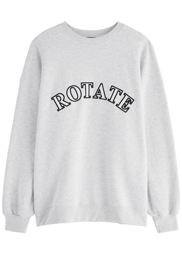 Photo: Rotate Sunday Logo-embroidered Cotton Sweatshirt Light Grey XS (UK6 / XS)