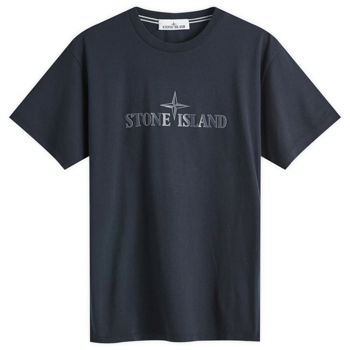 Photo: Stone Island Men's Logo T-Shirt in Navy Blue