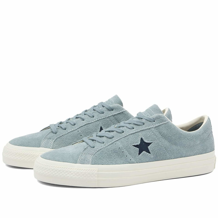 Photo: Converse One Star Pro Vintage Suede Sneakers in Grey/Navy/Egret