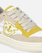Pinko Flat Leather Sneakers With Contrasting Logo White/Lime
