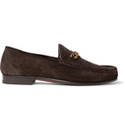 TOM FORD - York Chain-Trimmed Suede Loafers - Men - Dark brown