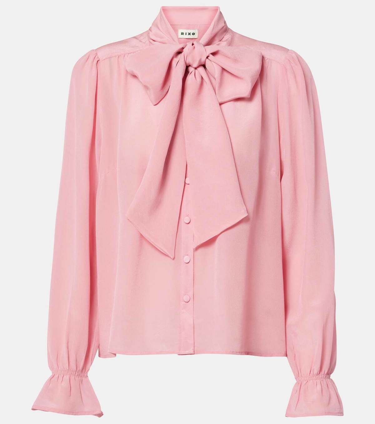 Rixo Wilhelmina tie-neck silk blouse