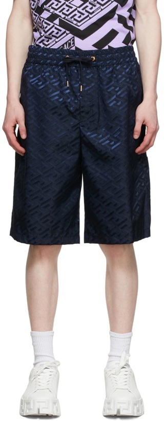 Photo: Versace Navy La Greca Shorts