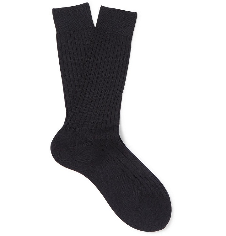 Photo: Berluti - Ribbed Cotton Socks - Men - Navy