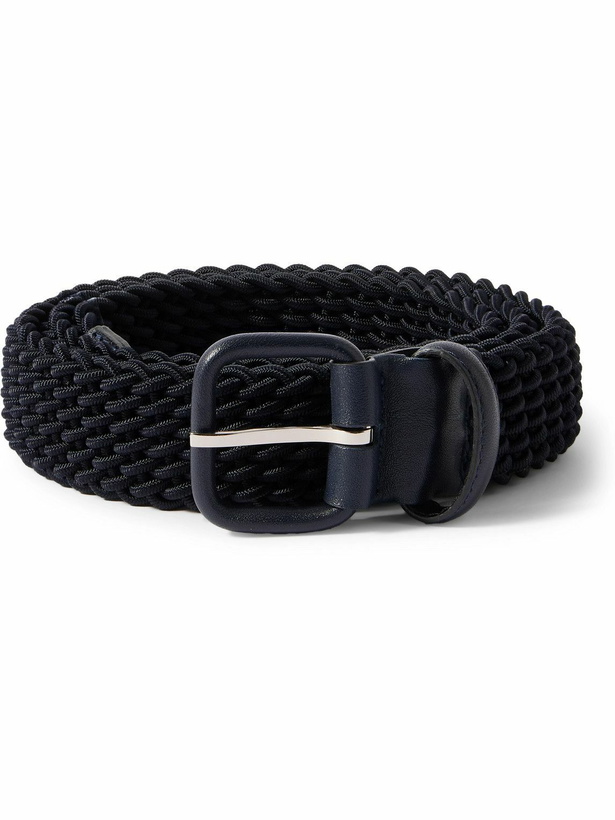 Photo: Charvet - Leather-Trimmed Woven Cord Belt - Blue