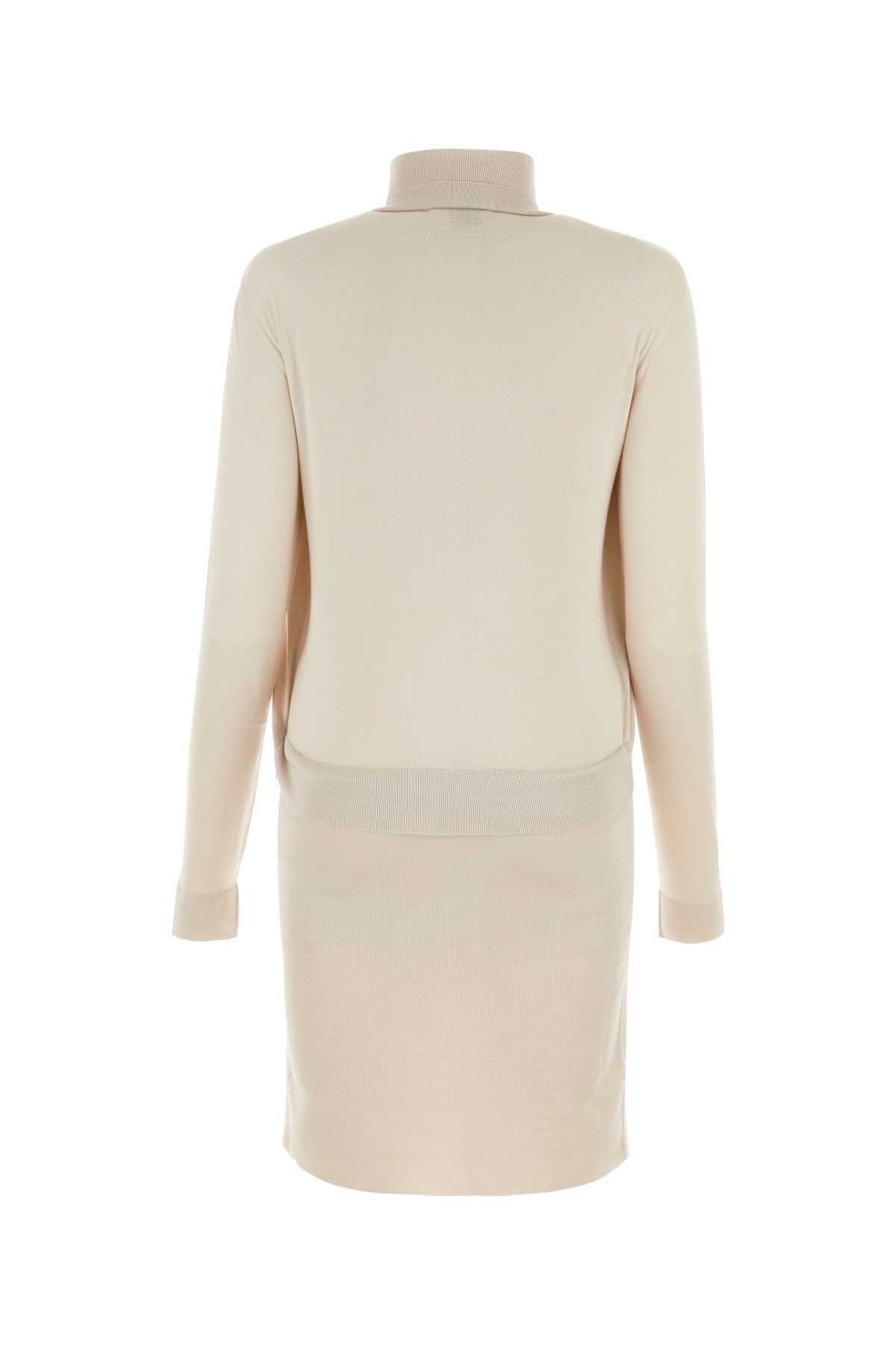 Fendi Light Pink Stretch Silk Blend Mini Dress Fendi