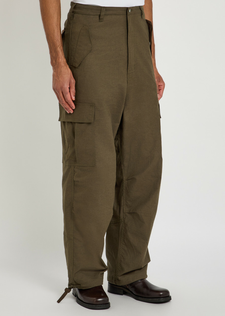 Rhude Parachute Linen-blend Cargo Trousers Olive