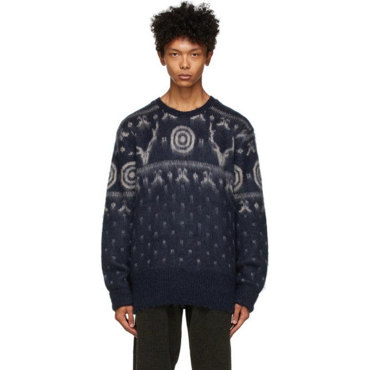 Photo: South2 West8 Navy and White Mohair Sweater
