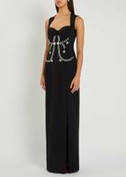 Huishan Zhang Izmara Crystal-embellished Crepe Maxi Dress Black