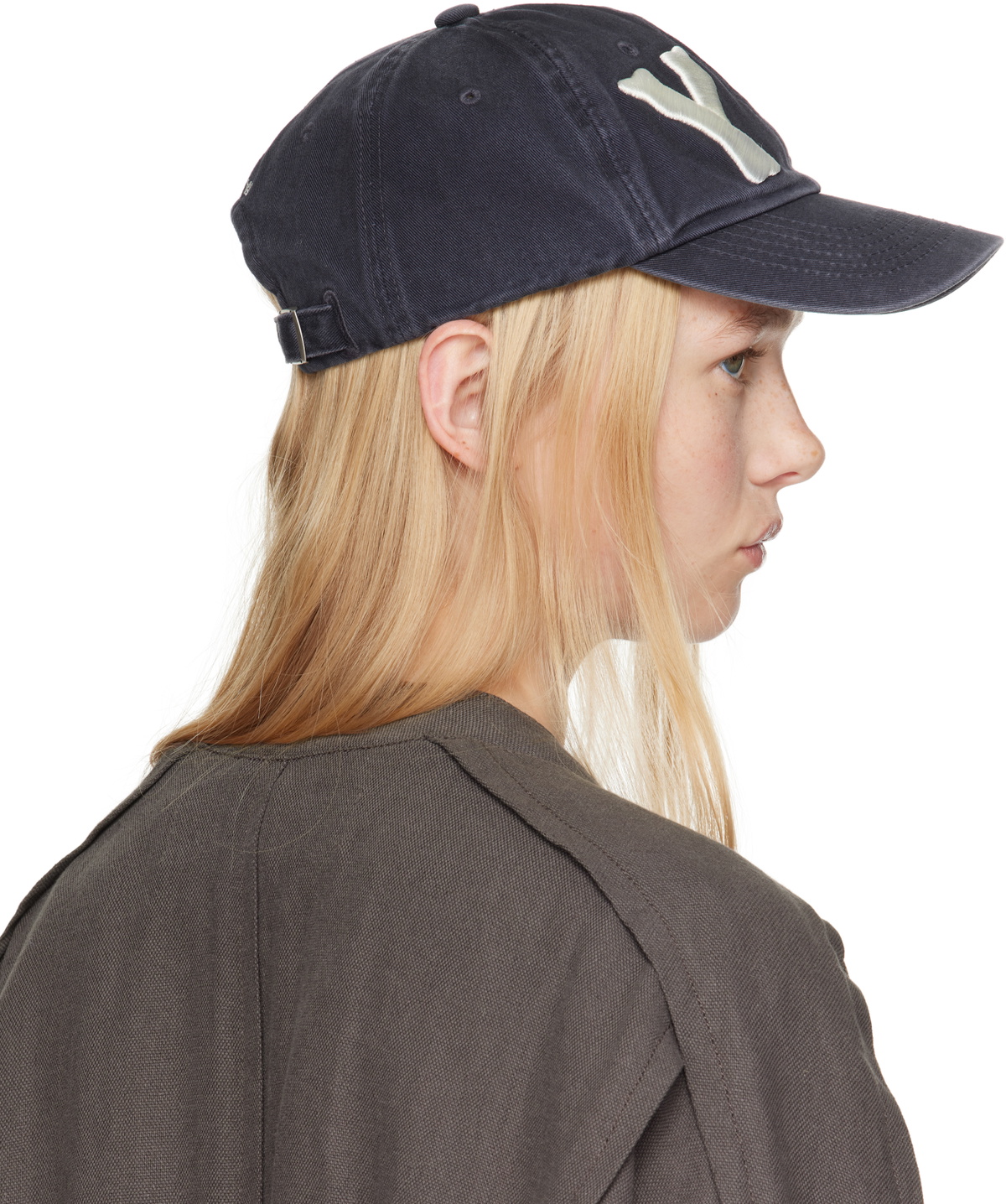 OPEN YY Navy 'Yy' Heart Bone Ball Cap