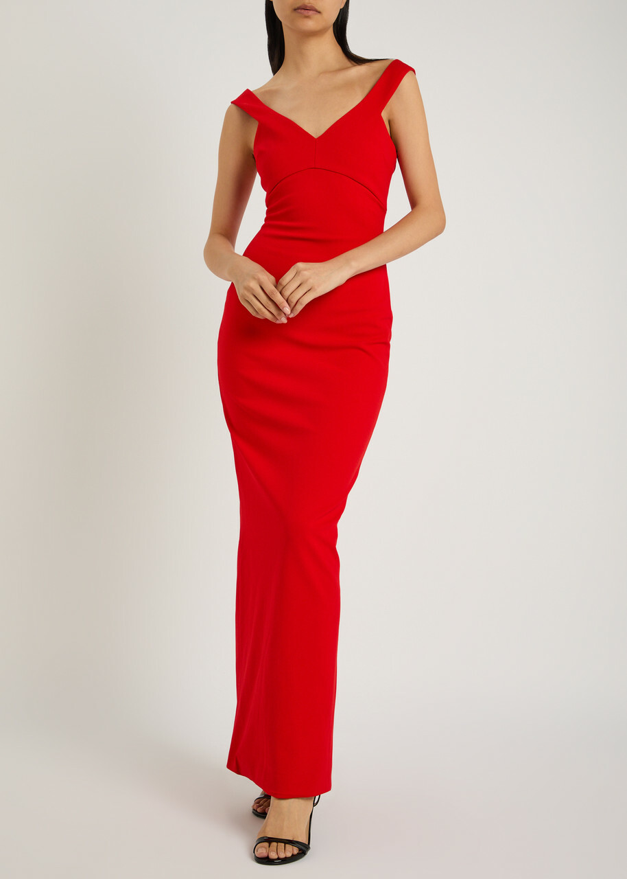 Solace London Nalani Crepe Maxi Dress Red