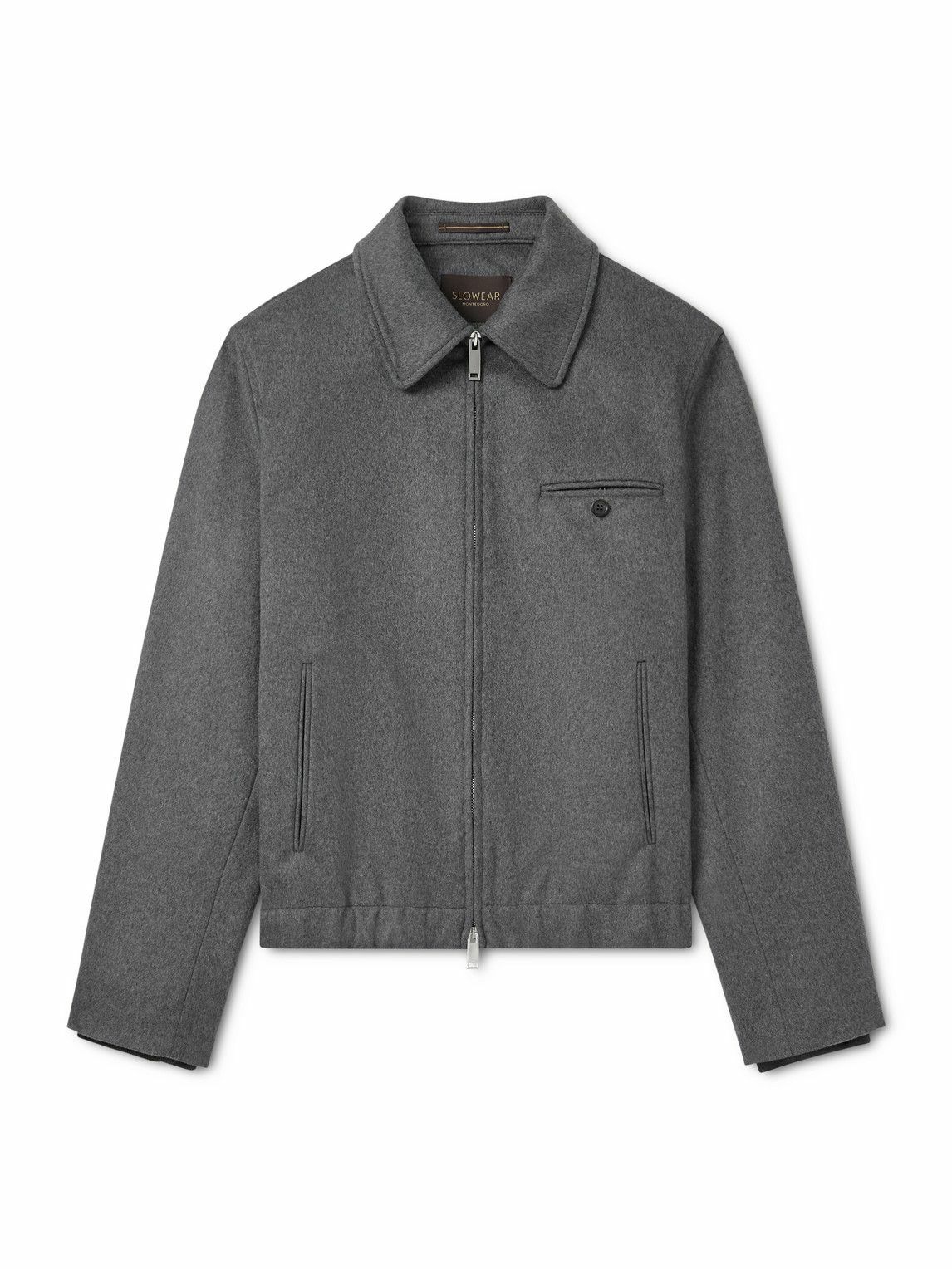 Incotex - Incotex Montedoro Brushed Wool-Blend Bomber Jacket - Gray