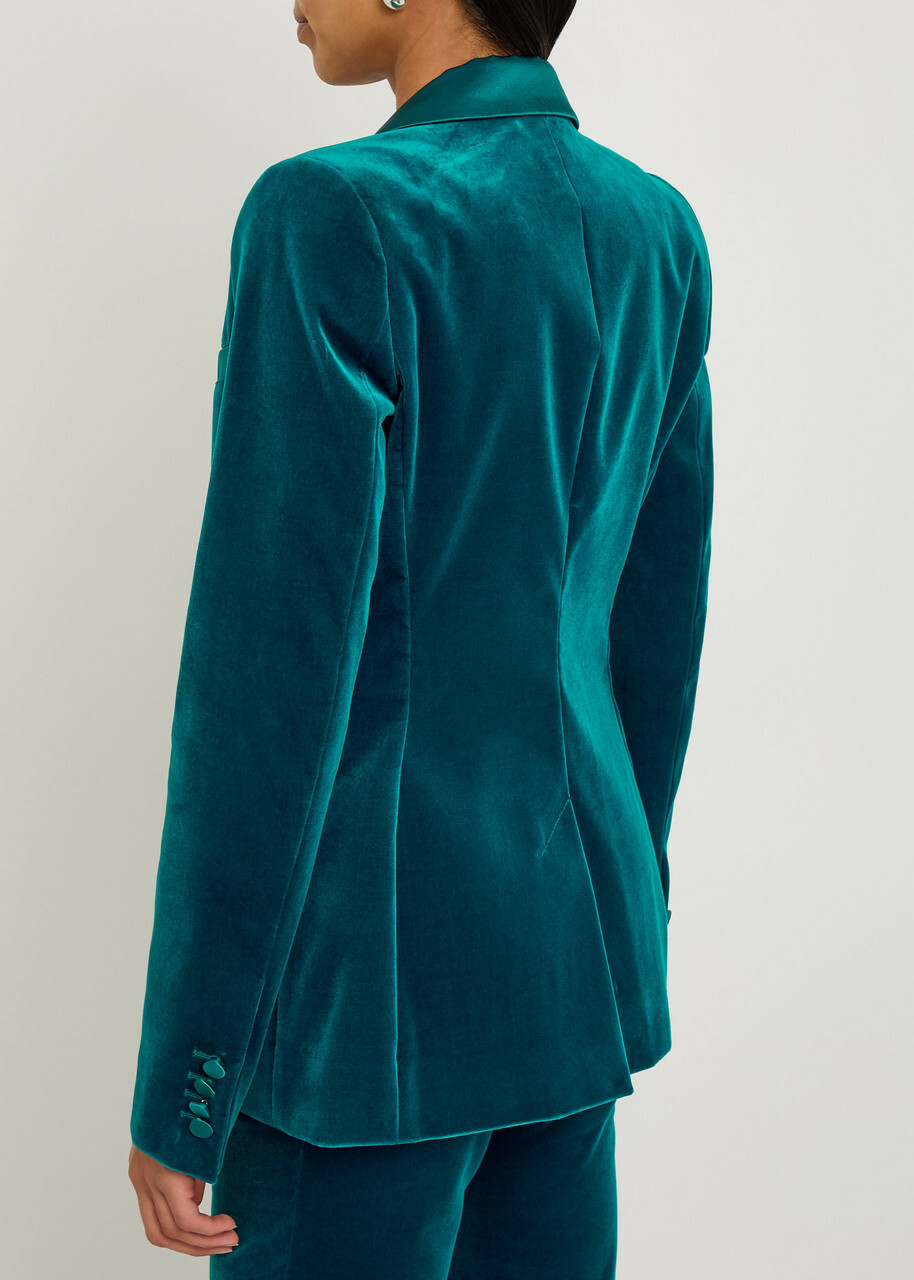 Rabanne Waist Coat-effect Velvet Blazer Turquoise