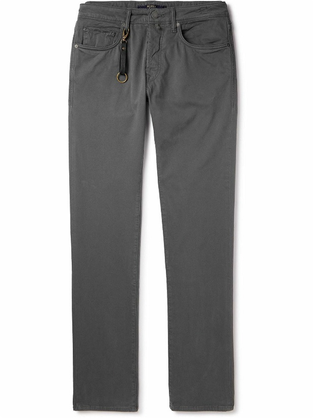 Photo: Incotex - Slim-Fit Straight-Leg Stretch Modal and Cotton-Blend Trousers - Gray
