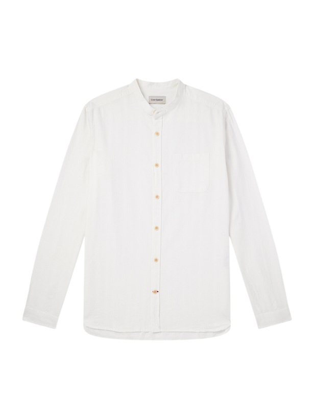 Photo: Oliver Spencer - Grandad-Collar Striped Cotton Shirt - White