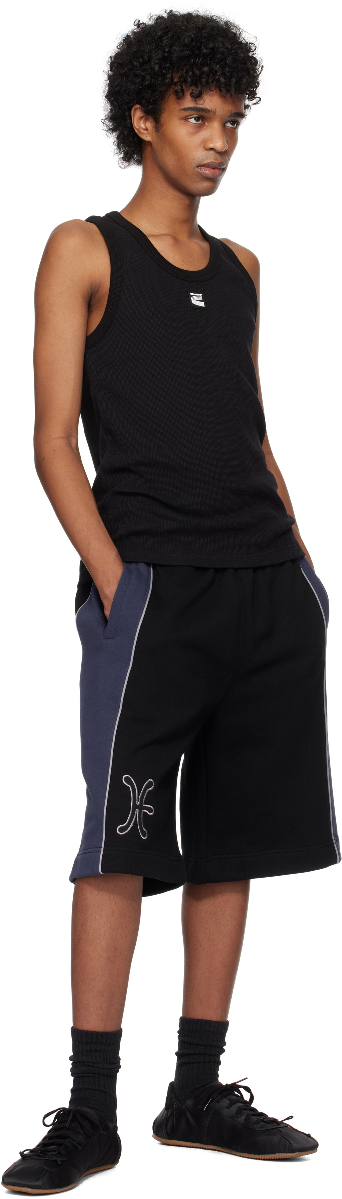 Kijun Black & Blue Paneled Shorts