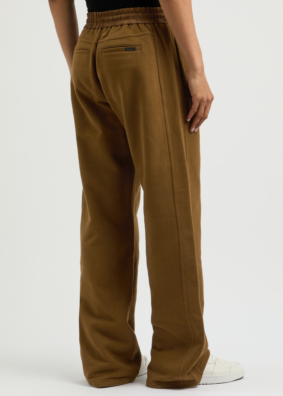 Saint Laurent Logo-embroidered Cotton Sweatpants Brown