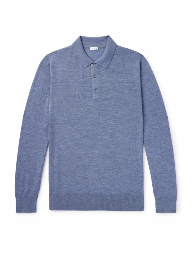 Photo: Caruso - Wool, Silk and Cashmere-Blend Polo Shirt - Blue