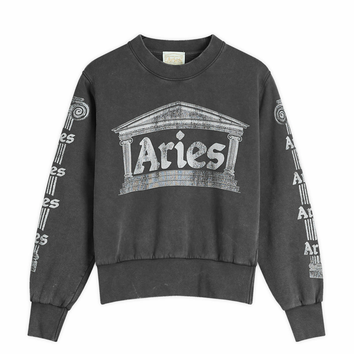 Aries Women's Baby Fit Aged Ancient Column Sweatshirt in Black 