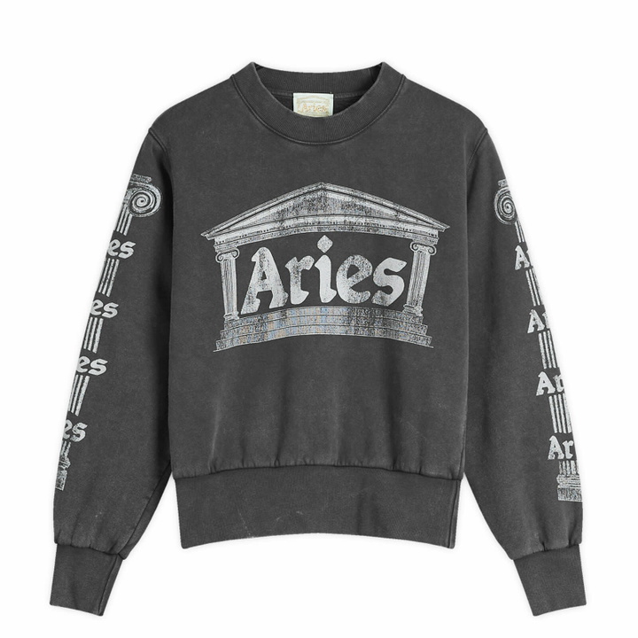 Photo: Aries Women's Baby Fit Aged Ancient Column Sweatshirt in Black 