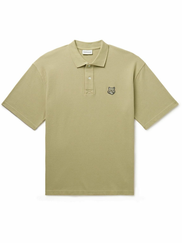 Photo: Maison Kitsuné - Oversized Logo-Appliquéd Cotton-Piqué Polo Shirt - Green
