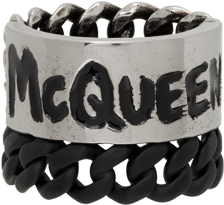 Photo: Alexander McQueen Silver & Black Gaff Chain Ring