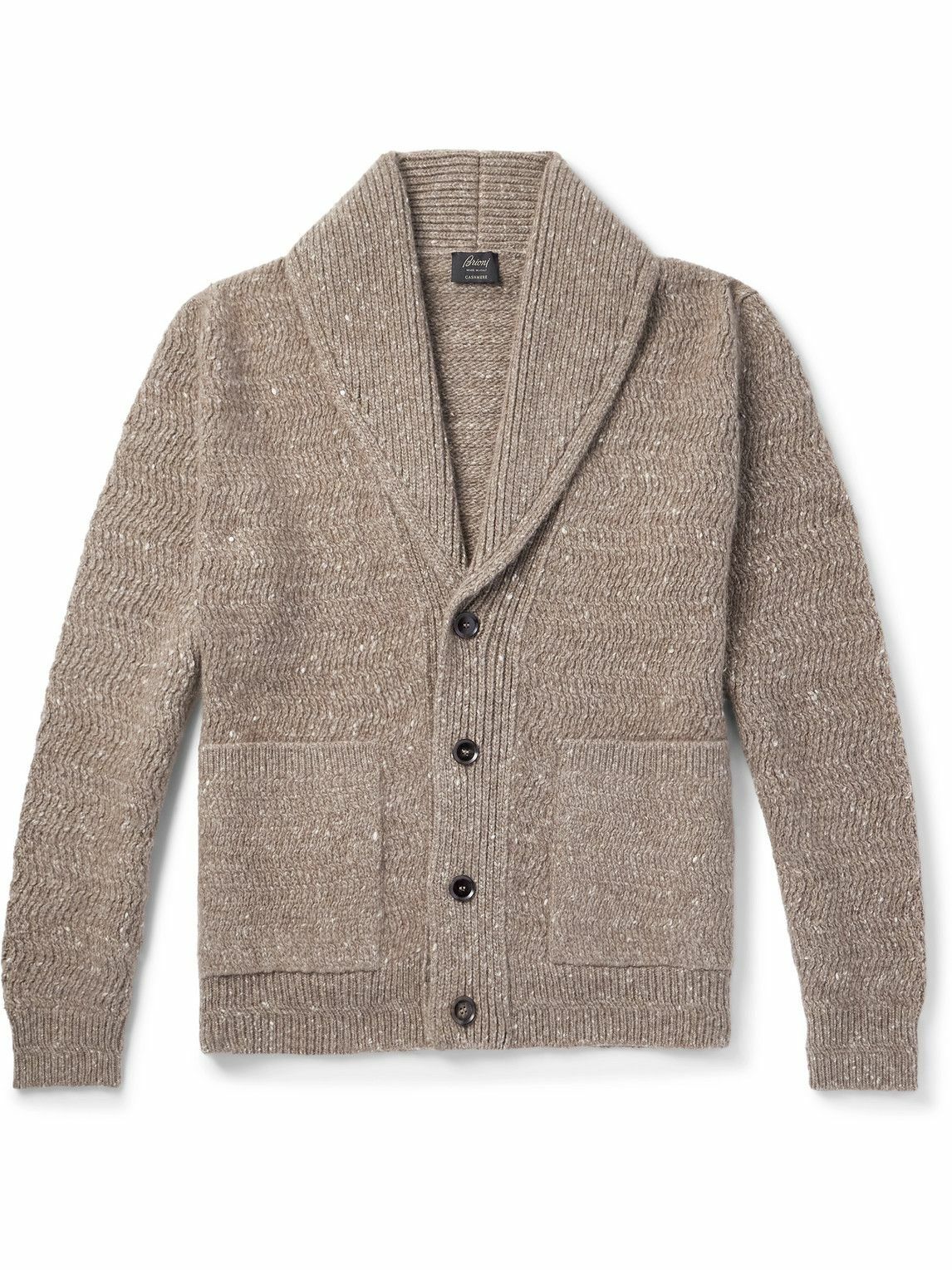 Brioni - Shawl-Collar Ribbed Cashmere Cardigan - Neutrals