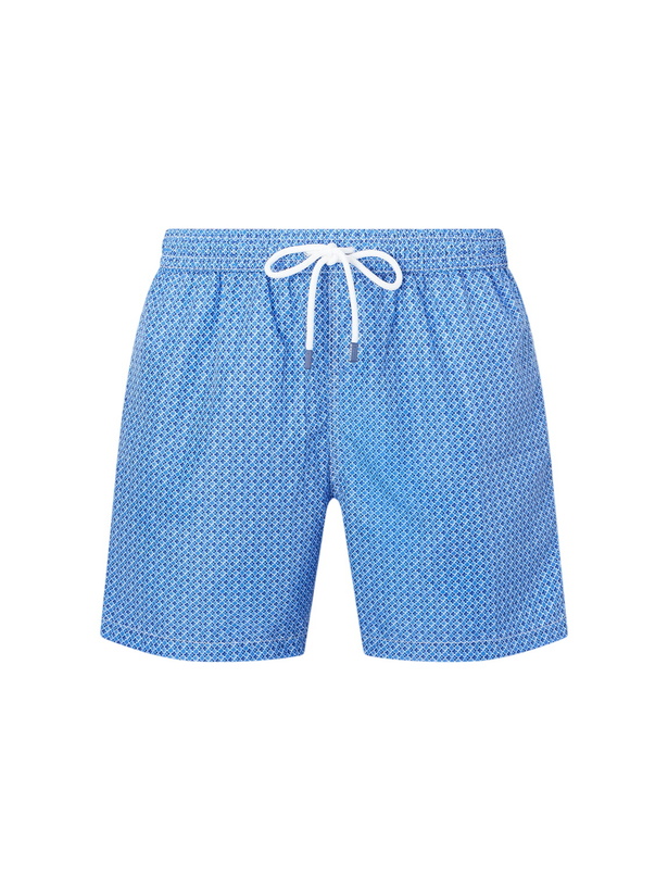 Photo: FEDELI - Madeira Printed Straight-Leg Swim Shorts - Blue