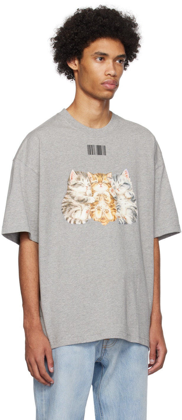 VTMNTS Gray Cute Cat T-Shirt VTMNTS
