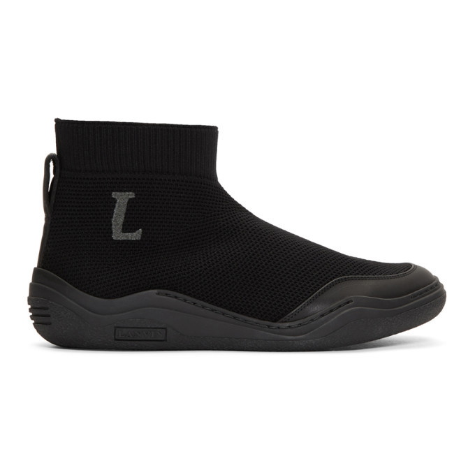 Photo: Lanvin Black Mid-Top Sock Sneakers