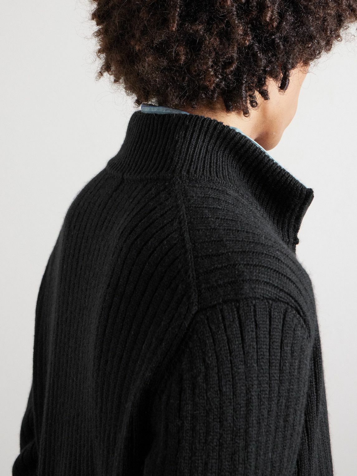 Massimo Alba - Mirko Ribbed Cashmere and Alpaca-Blend Zip-Up Sweater - Black