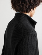 Massimo Alba - Mirko Ribbed Cashmere and Alpaca-Blend Zip-Up Sweater - Black