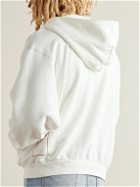 CHERRY LA - Logo-Appliquéd Garment-Dyed Cotton-Jersey Zip-Up Hoodie - White