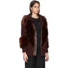 Stella McCartney Burgundy Faux-Fur Mix Zip-Up Sweater